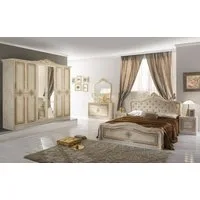 Interdesign24 Schlafzimmer-Set Livia, (im klassischen Barock Stil, 6-Teilig), in Beige/Gold Hochglanz