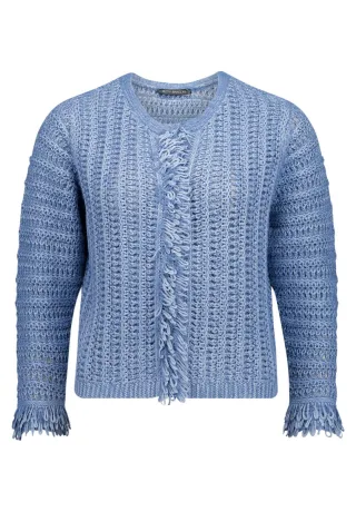 Betty Barclay - Strickjacke mit Fransen blau - Gr. - 44