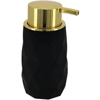 LikeKa Badaccessoire-Set schwarz/gold Seifenspender Toilettenbürste Seifenschale Kosmetikeimer