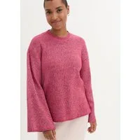bonprix Strickpullover mit weiten Trompetenärmeln, Oversized-Passform, feiner Rippstrick