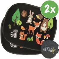 HECKBO Sonnenschutz 2X Auto Sonnenblende mit 8 Saugnäpfen - Waldtiere Tiere Motiv