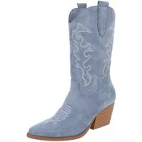 Ital-Design Cowboystiefel mit Blockabsatz und kunstvollen Details Westernstiefel (91409491) Blockabsatz Stiefel in Hellblau
