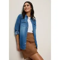 Tamaris Jeansbluse mit praktischen Details, hohem Tragekomfort mit Hemdblusenkragen, Regular Fit, unifarben