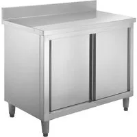 GastroHero Hochschrank Arbeitsschrank Edelstahl 120x60 cm mit Aufkantung 100 mm, Stauraum Hygienische Arbeitsfläche, Spritzschutz, professioneller Dauereinsatz