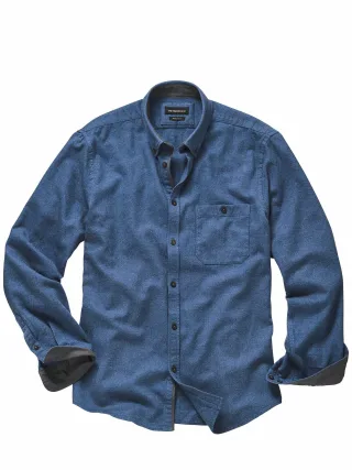 Mey & Edlich Herren Antreibendes Flanellhemd Blau 100 % Baumwolle