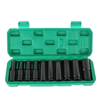 10PCS Carbon Steel 1/2 Inch Electric SleeveTool Adapter Set 8-24mm Polished Finish for Impact Wrenches and Drills High D