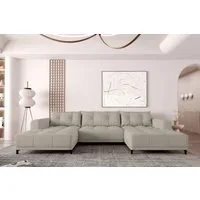 99rooms Wohnlandschaft Massimo, Sofa, U-Form, mit Schlaffunktion, Rundumbezug, in Strukturstoff NEVE