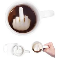 Geschenkehöhle Tasse Kaffetasse mit Mittelfinger - Spülmaschinenfest & Beidseitiger Druck, 330 ml Fassungsvermögen ideal für Kaffee, Tee oder andere Heißgetränke