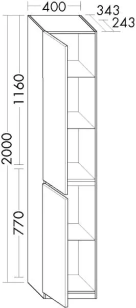 Burgbad Hochschrank Lin20 Melamin 2000x400x345 Eiche Dekor Nachtschwarz, HSPJ040RF7331 HSPJ040RF7331