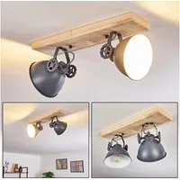 hofstein Deckenleuchte »Mot« Deckenlampe aus Metall/Holz in Blau-Grau/Natur, ohne Leuchtmittel, mit verstellbaren Strahlern, 2xE14, Retro/Vinatge Design