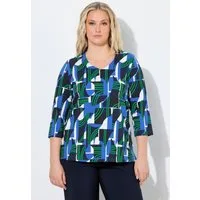 Ulla Popken T-Shirt Shirt grafischer Druck V-Ausschnitt 3/4-Arm