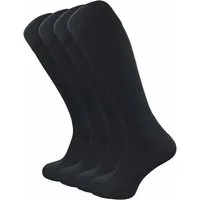 GAWILO Kniestrümpfe für Damen & Herren mit Plüschsohle zum Reiten, Wandern oder Alltag (4 Paar) Reitsocken in schwarz und kariert - mit Baumwolle & Komfortbund