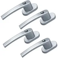 BASI Fenstergriff mit Druckknopfsicherung, 4x Fenstergriff - Silber, (Spar-Set, 4-tlg), Aluminium, abschließbar, GL, inkl. 2 Schlüssel/Griff, 4er Set, Silber