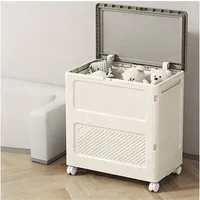 Luckice Aufbewahrungsbox mit Deckel und Rädern Spielzeugkiste Werkzeugkasten 85L (Faltbare Kunststoff Kisten Aufbewahrung, Stapelbare Klappbox Ordnungsbox als Organizer für Kleidung, Spielzeug, Badezimmer, Küche, Büro oder Wohnzimmer, Rollbare Aufbew