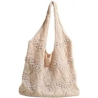 nsihing Schultertasche Strandtasche Damen Häkeltasche, Geflochtene Tasche Boho