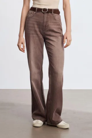 Hochtaillierte weit geschnittene Baumwoll-Jeans