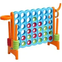 COSTWAY Spiel Riesiges 4 Gewinnt Spielset, mit Basketballkorb & Wurfspiel