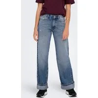 ONLY Weite Jeans ONLELLA MW WIDE FOLD UP DNM TAI519 NOOS Baumwolle, wide fit