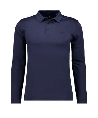 RAGMAN - Softknitpolo langarm Modern Fit marine - Gr. - 3XL