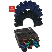 H.I.S Socken für Damen und Herren, perfekt zu sortieren mit farbigem Innenbündchen. (Box, 20-Paar, Gr. 35-38 bis 47-48) in praktischer Geschenkbox, für Beruf und Freizeit