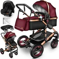 KIDUKU Kombi-Kinderwagen KIDUKU® 3 in 1 Kombi-Kinderwagen Buggy Reisebuggy inkl. Auto- Babyscha, Kindertisch