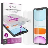 Nalia Schutzfolie Apple iPhone 11 Pro Max,Apple iPhone XS Max, 2x Schutzglas & 2x Schablone / Klarer Displayschutz / mit Applikator