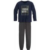 AUTHENTIC LE JOGGER Pyjama (2 tlg., 1 Stück) Schlafanzug mit Spruch "Ich chille bitte warten"