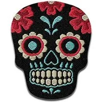Mono-Quick Aufnäher Bügelbild, Aufbügler, Applikationen, Patches, Flicken, zum aufbügeln, PES, Muertos schwarz/pink - Größe: 3,6 x 3 cm