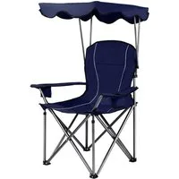 COSTWAY Campingstuhl, mit Sonnendach & Tragtasche, 120 kg belastbar