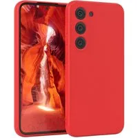 EAZY CASE Handyhülle für Samsung Galaxy S23 Hülle Silikon 6,1 Zoll, Silikon Schutzhülle mit Kameraschutz stoßfest Handycover elastisch Rot