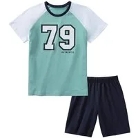 AUTHENTIC LE JOGGER Pyjama (2 tlg., 1 Stück) Schlafanzug für Jungs mit großem College-Print vorn