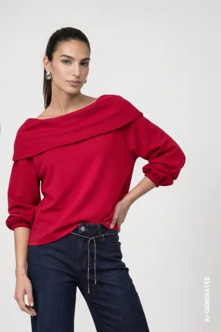monari - Pullover mit Carmen-Ausschnitt red dahlia - Gr. - 36