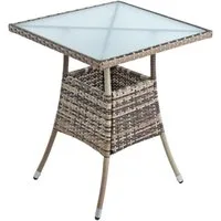 ESTEXO Gartentisch Polyrattan Beistelltisch Balkontisch 57 cm Rattan Tisch Beige-Braun