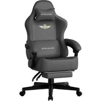 GTPLAYER Gaming-Stuhl Atmungsaktiver Bürostuhl, ergonomisch Hochwertiger - Stoff/Kunstleder, 160° Verstellbare Rückenlehne und ausziehbare Fußstütze