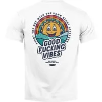 Neverless Print-Shirt Backprint TShirt Herren Good Vibes Schriftzug Sommer Sonne Retro mit Print