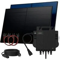 SUNNIVA Balkonkraftwerk 1000W BIFAZIAL FULLBLACK komplett Steckdose, (GROWATT NEO-800M-X 800 Watt Wechselrichter, Solaranlage Komplettset, 2x 500W N-Type Glas Bifacial Solarmodule, 5m Kabel)