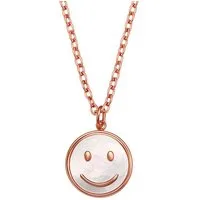 Hey Happiness Kette mit Anhänger Smiley, mit Muschel-Einsatz, Damen Halskette aus Edelstahl, 18k vergoldet