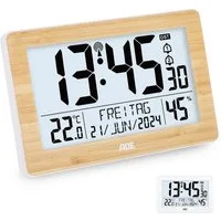 ADE Funktischuhr Digital, Tischuhr & Wanduhr mit XL-Display & großen Ziffern, Funk Funkuhr mit Hygrometer, Datum & Wochentag, inkl. 2 AA Batterien