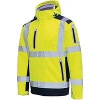vizwell Softshelljacke 3 in 1 Warnschutz Winter-Softshelljacke Arbeitsjacke neon gelb orange warme, robuste Winterjacke oder Weste. Zertifiziert