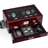 LuxusKollektion Uhrenbox Uhrenbox Herren Watch Box Uhrengehäuse 12 Slots Glasdeckel
