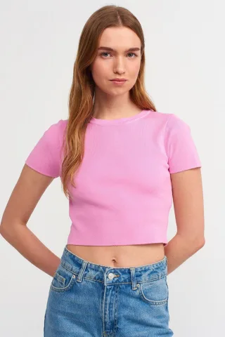 Damen Ripp-Crop-Top T-Shirt