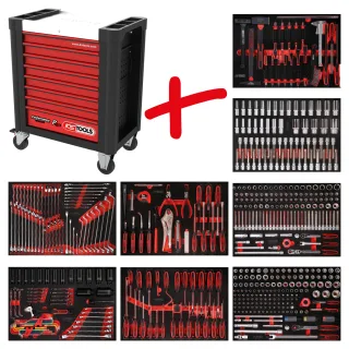 KS Tools Performanceplus Werkstattwagen-Satz P10 mit 536 Werkzeugen für 8 Schubladen - 810.8536