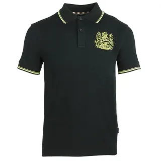 Aquascutum Aldis Gelbes Wappen Schwarzes Poloshirt
