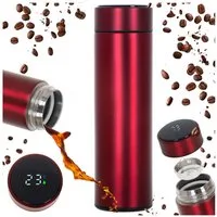 Ikonka Isolierflasche Smart Thermosbecher 500ml mit LED-Temperaturanzeige & Vakuumisolierung, Thermosbecher 500ml mit LED-Display, Vakuumisolierung & Siebeinsatz