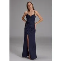 Hey Kyla Abendkleid - Satinkleid mit Drapierung und Beinschlitz Figurbetonte Passform