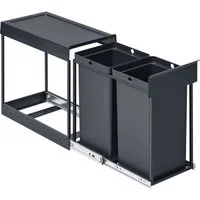 SONGMICS Mülleimer Mülltrennsystem für Unterschrank, Mülleimer küche, Abfalleimer 2 Fächer, ausziehbar, Stahlrahmen, 2X15L / 2X20L