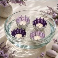 matches21 HOME & HOBBY Wasserspiel Schwimmschalen Lila Kronen aus Eisen, 4er Set in Ø 8 cm, (4 tlg), Elegante Teelichthalter für stimmungsvolle Wasserdekoration