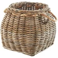 Kobolo Aufbewahrungskorb Korb aus Rattan geflochten kubu grey mit Seilgriff