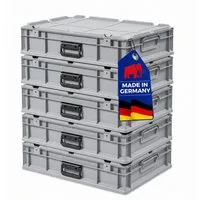 PROREGAL® Stapelbox SuperSparSet Eurobox NextGen Portable, Verschiedene Größen/Mengen (SparSet, 5 St., Eurobox mit Scharnierdeckel, Deckelverschluss und Koffergriff), Eurobehälter, Transportbox, Transportbehälter, Stapelbehälter