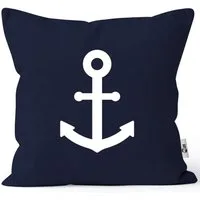 MoonWorks Dekokissen Kissenbezug Anker Aufdruck maritimes Motiv Geschenk für Nordlichter Kissenhülle Dekokissen Moonworks®